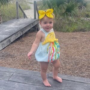 MINI BODEN VGUC HTF Seersucker Colorful Jellyfish Embroidered Appliqué Bubble